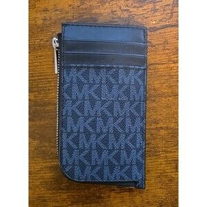 Michael Kors Coin Purse/Wallet MK Signature L Zip Coin Purse PVC Leather GUC